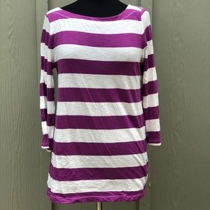 Purple & White Stripped Long Sleeve LOFT Shirt